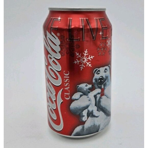 Full 2005 12 Fl Oz Coca Cola Coke Classic Christmas Can Polar Bear Baby Give - Picture 5 of 7